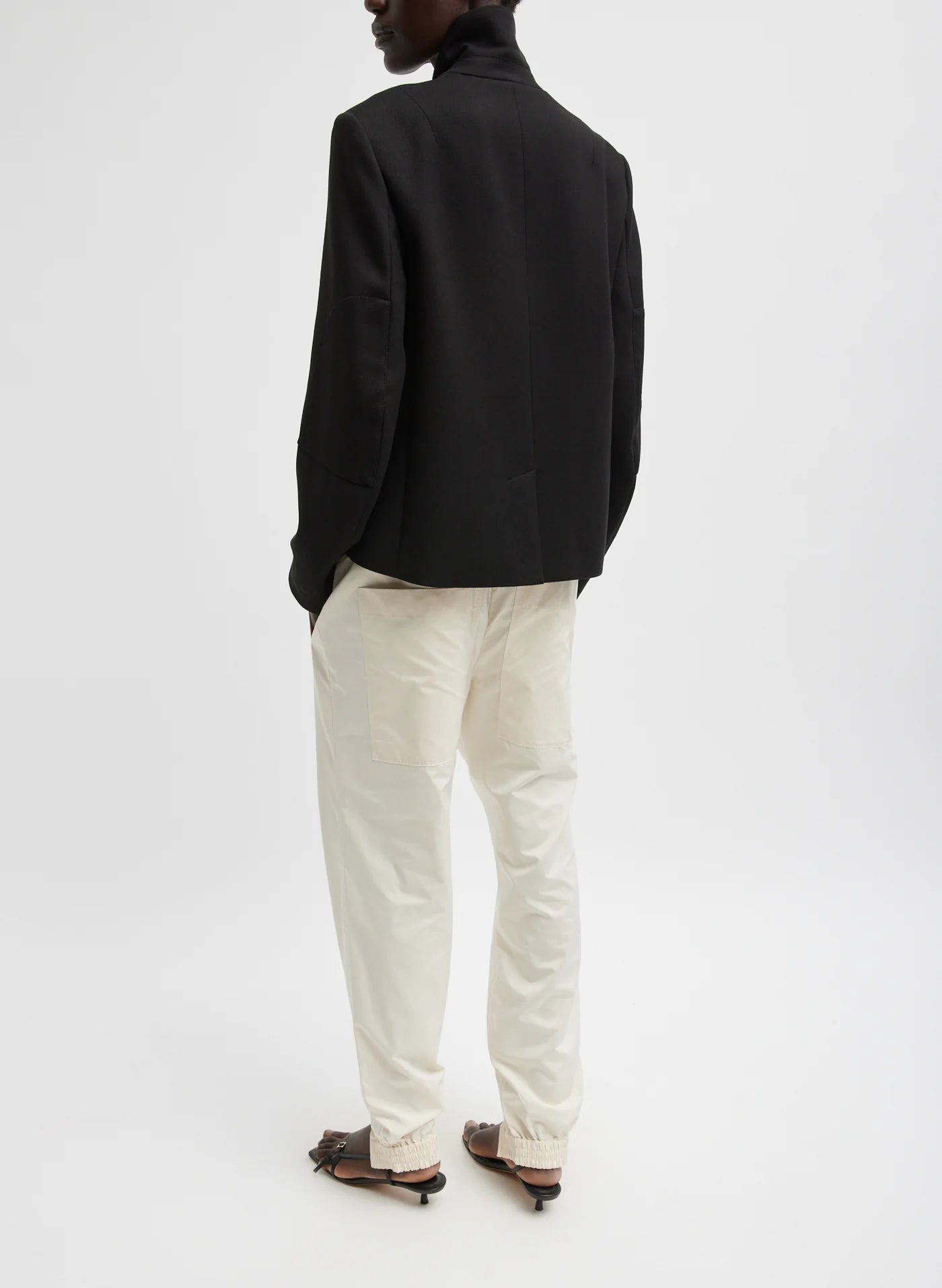 NYLON ZIPPER JOGGER - Ivory