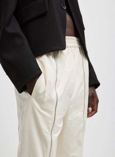 NYLON ZIPPER JOGGER - Ivory