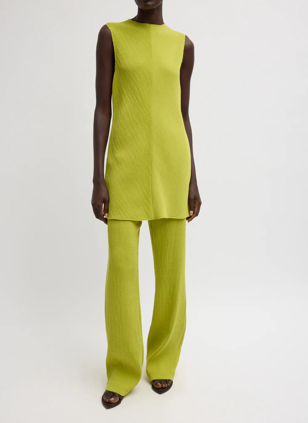 Plisse Bias Short Tunic Drees - Pistachio