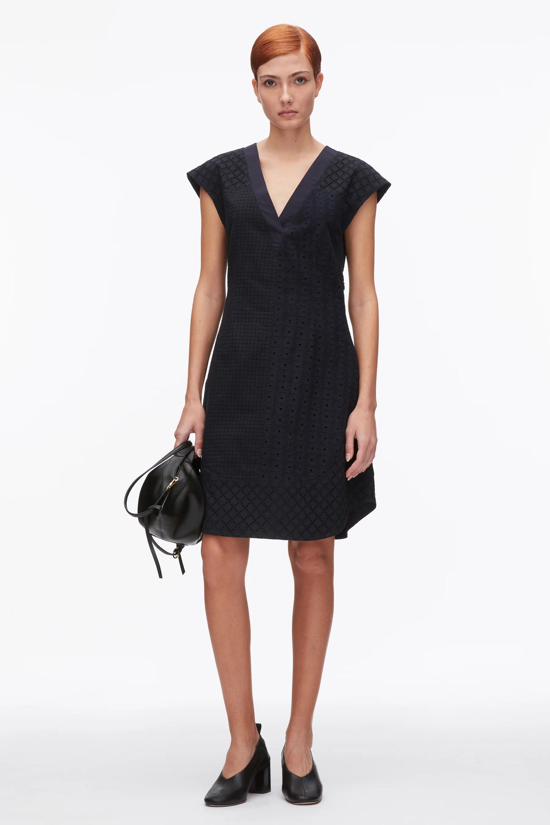 Broderie Anglaise Patchwork Sleeveless Dress - Midnight