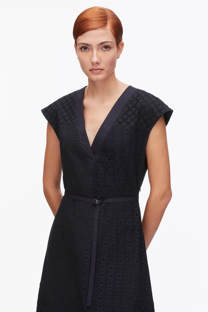 Broderie Anglaise Patchwork Sleeveless Dress - Midnight
