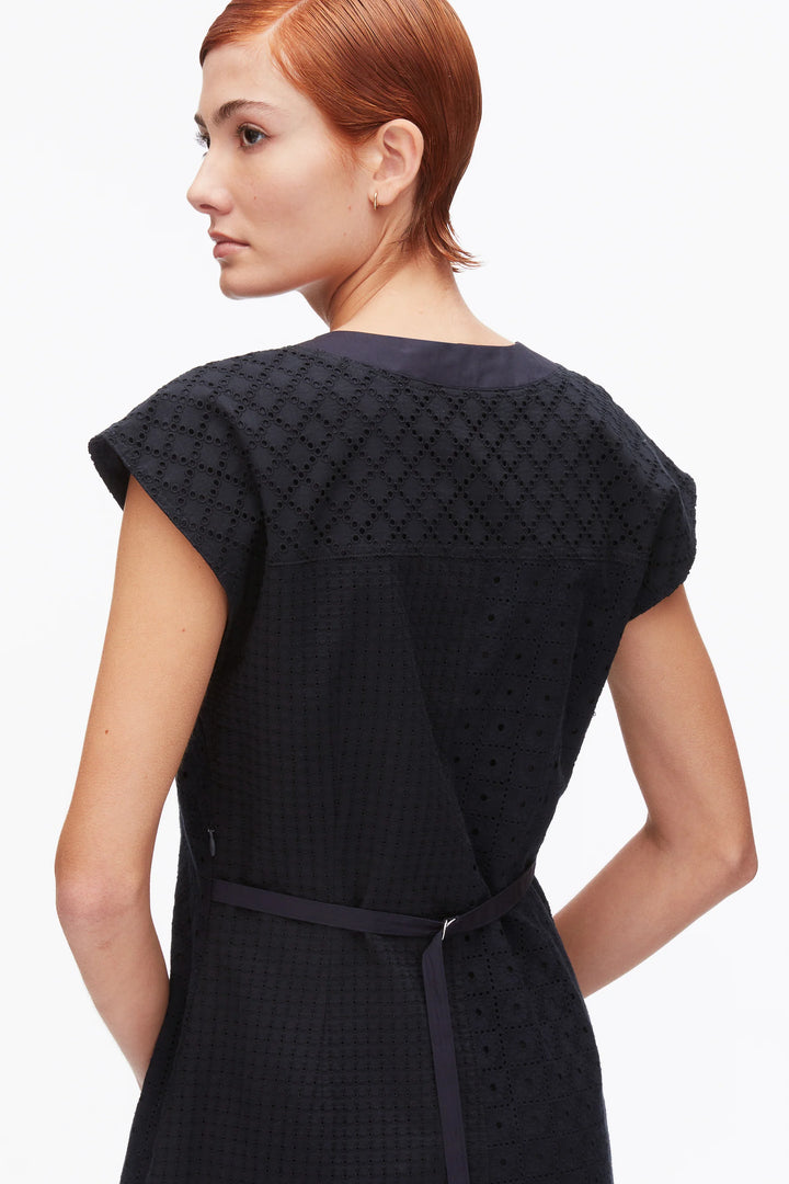 Broderie Anglaise Patchwork Sleeveless Dress - Midnight