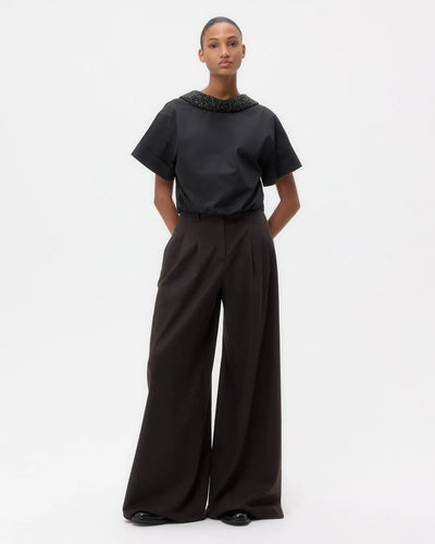 Forever and Always Reversible Shirt With Crystal Collar in Cotton Poplin - More Colors Available
