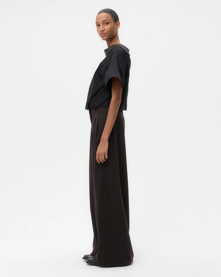 Forever and Always Reversible Shirt With Crystal Collar in Cotton Poplin - More Colors Available