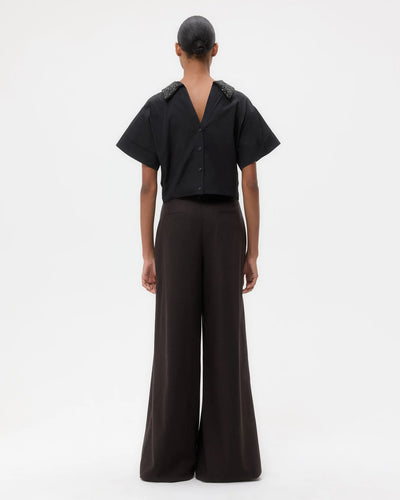 Forever and Always Reversible Shirt With Crystal Collar in Cotton Poplin - More Colors Available