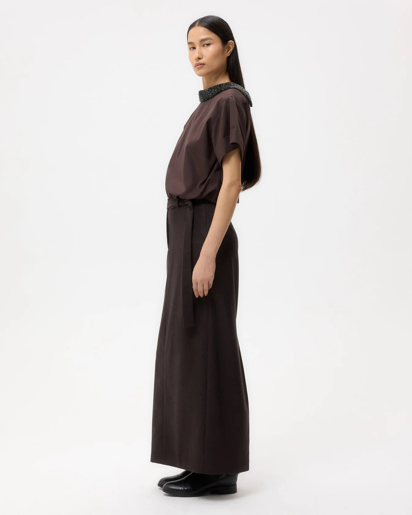 Forever and Always Reversible Shirt With Crystal Collar in Cotton Poplin - More Colors Available