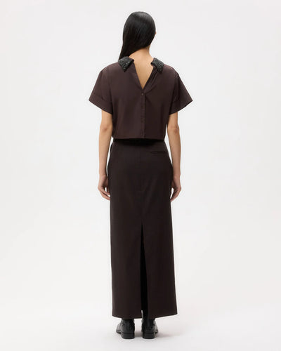 Forever and Always Reversible Shirt With Crystal Collar in Cotton Poplin - More Colors Available