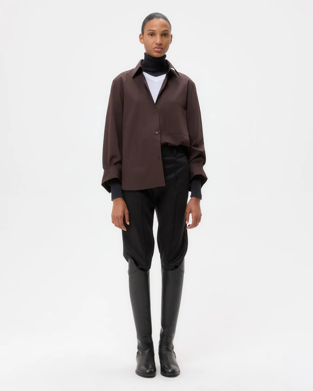 Next Morning Shirt in Super Compact Poplin - Chocolate