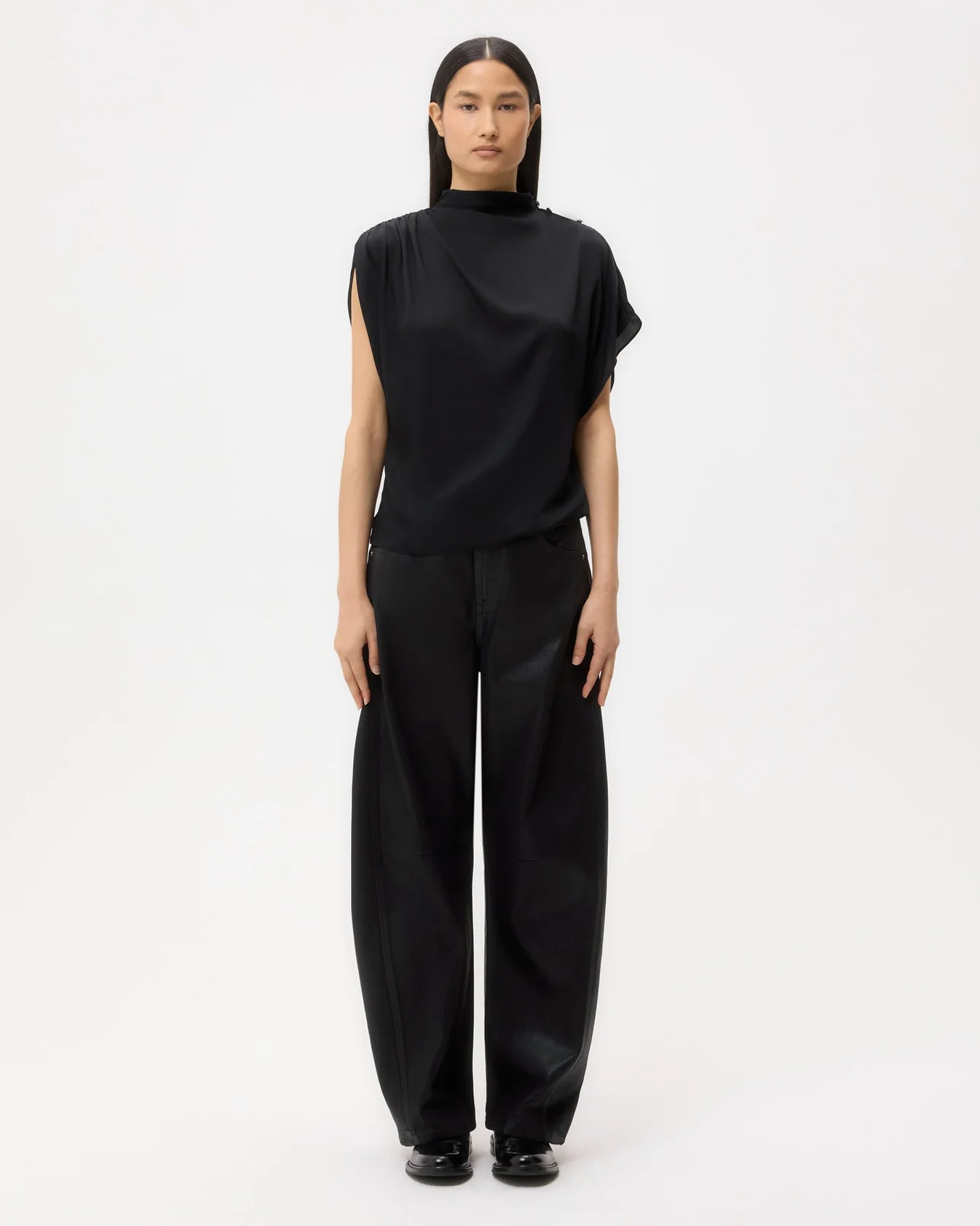 Wish You Would Top in Silk Georgette - Black