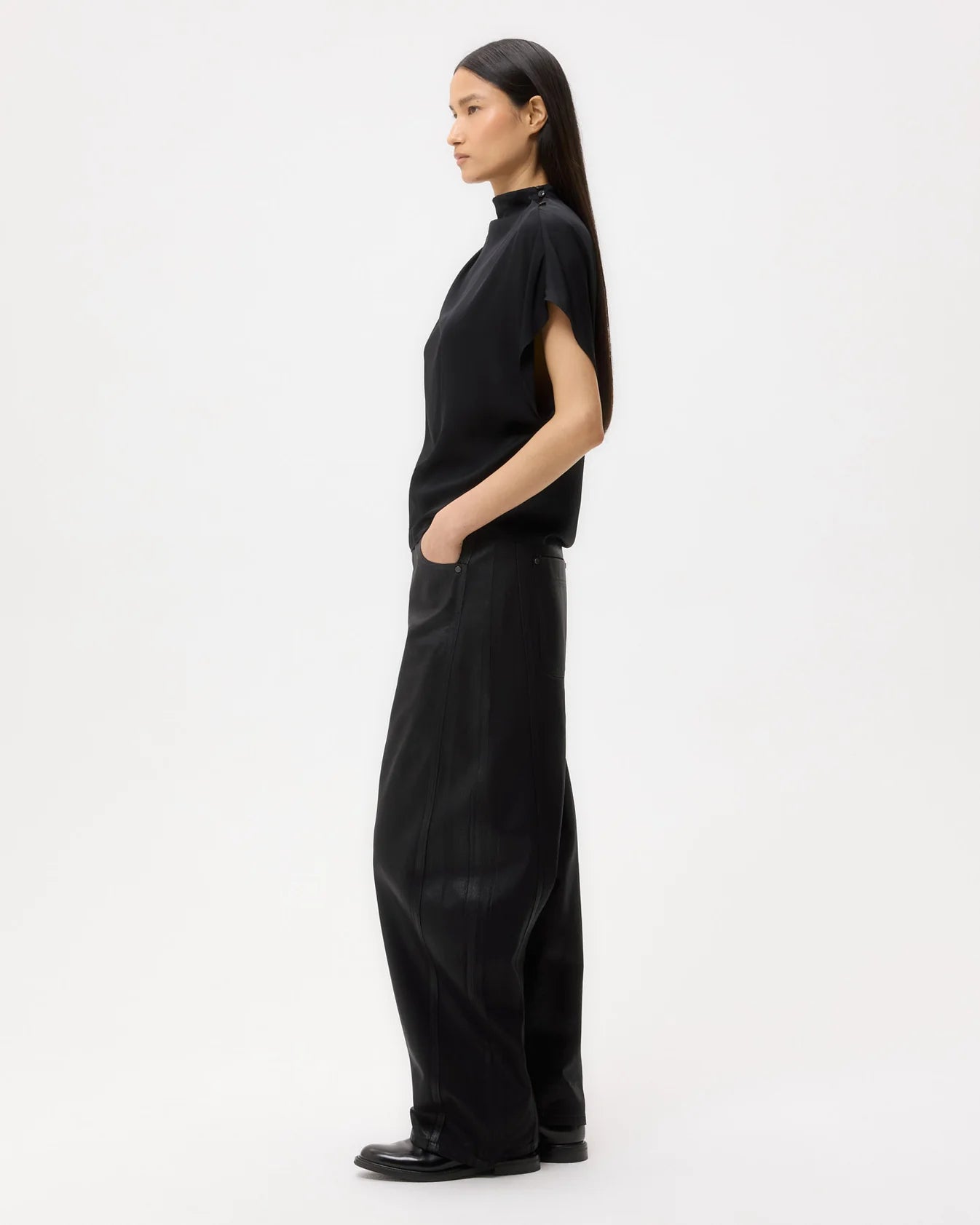 Wish You Would Top in Silk Georgette - Black