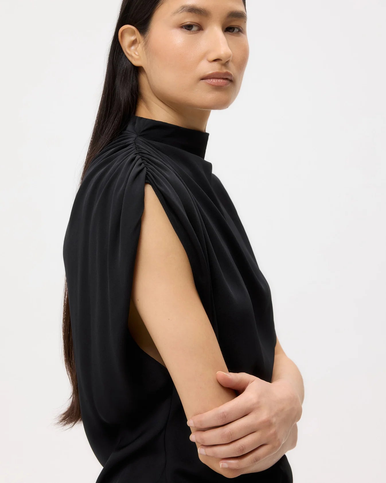 Wish You Would Top in Silk Georgette - Black