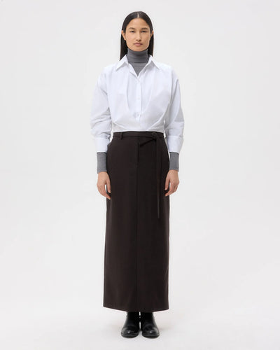 Taken Top in Super Compact Poplin - White