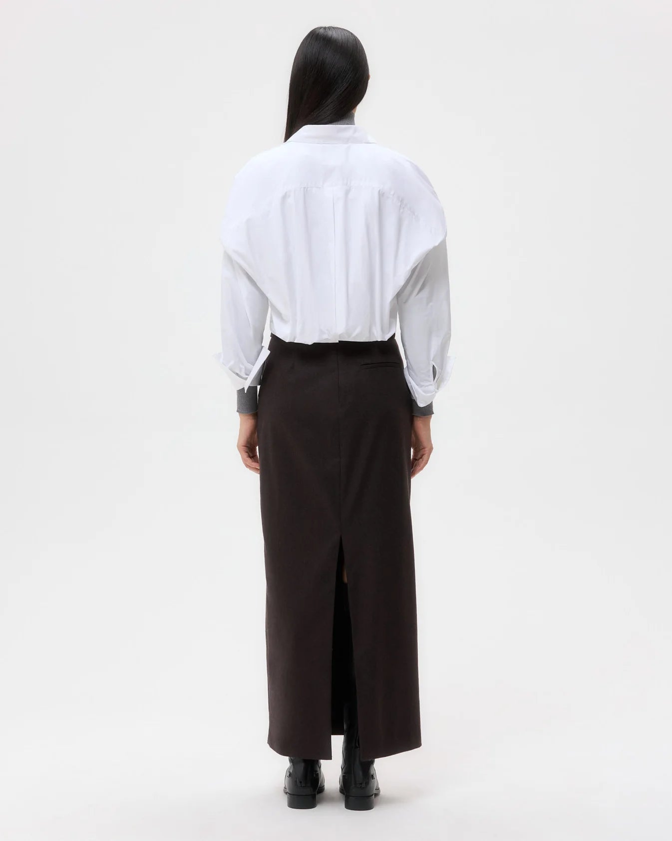 Taken Top in Super Compact Poplin - White