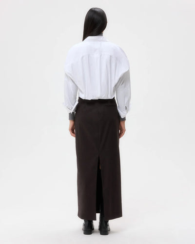 Taken Top in Super Compact Poplin - White