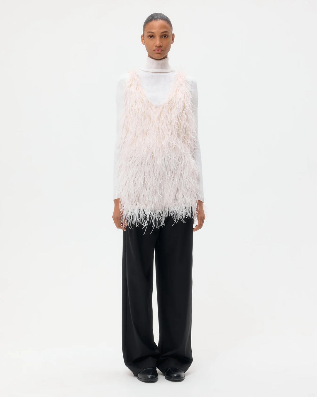 Mini Dress in Feathers - Ivory