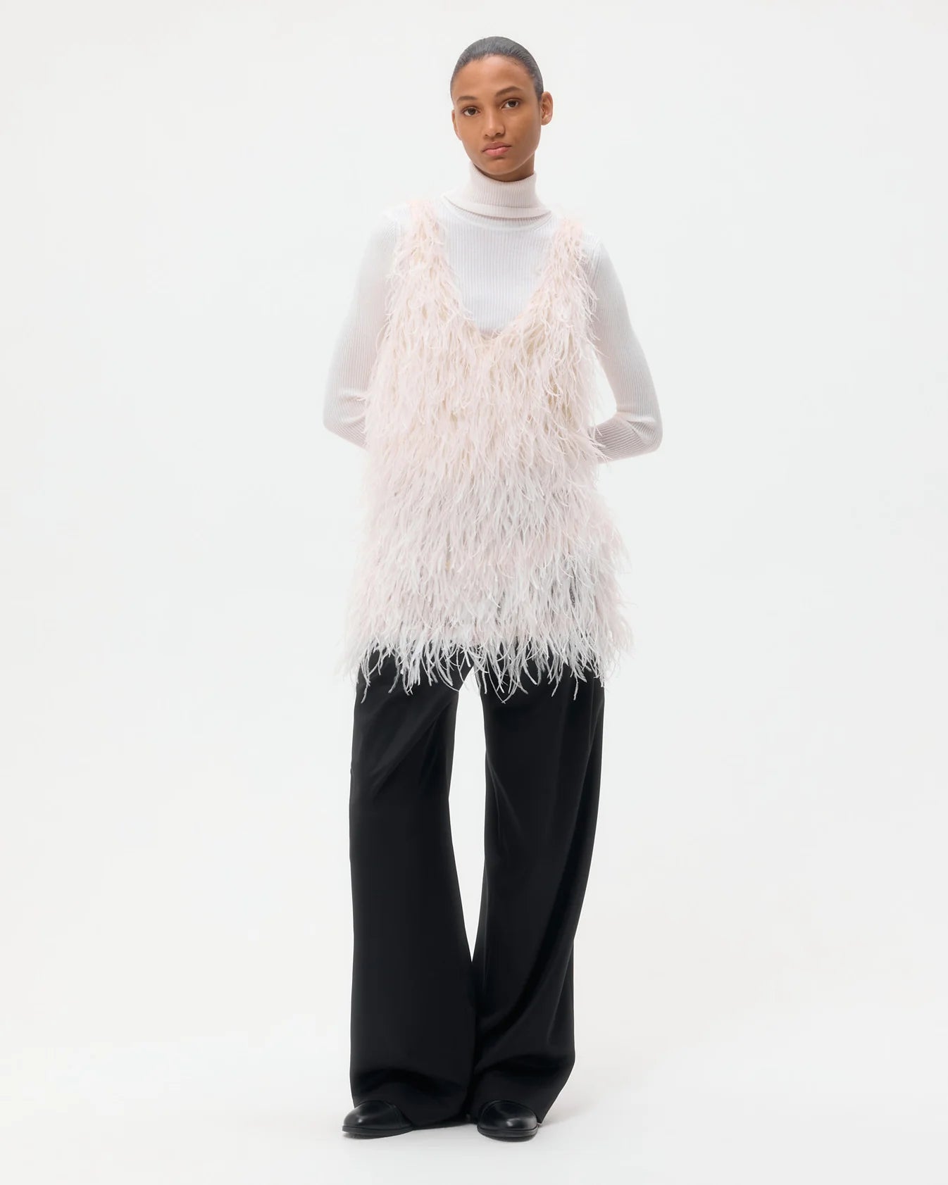 Mini Dress in Feathers - Ivory