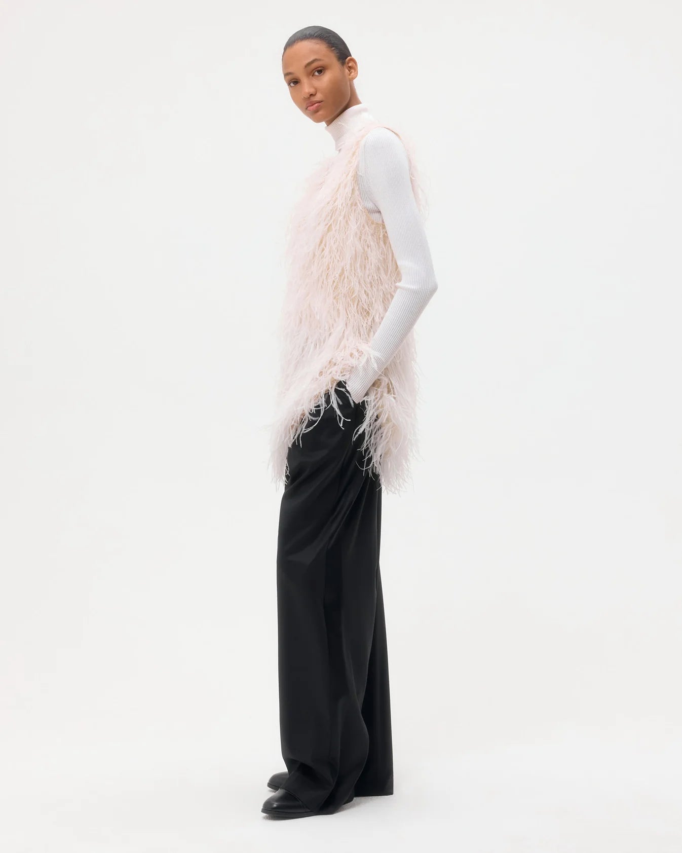 Mini Dress in Feathers - Ivory