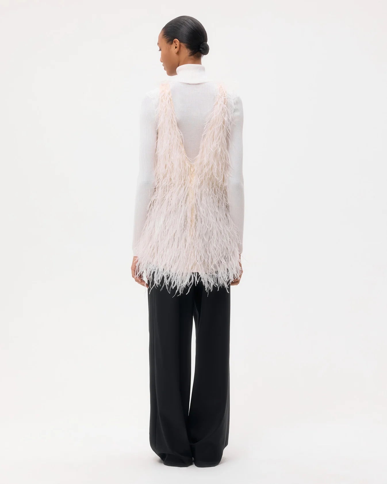 Mini Dress in Feathers - Ivory