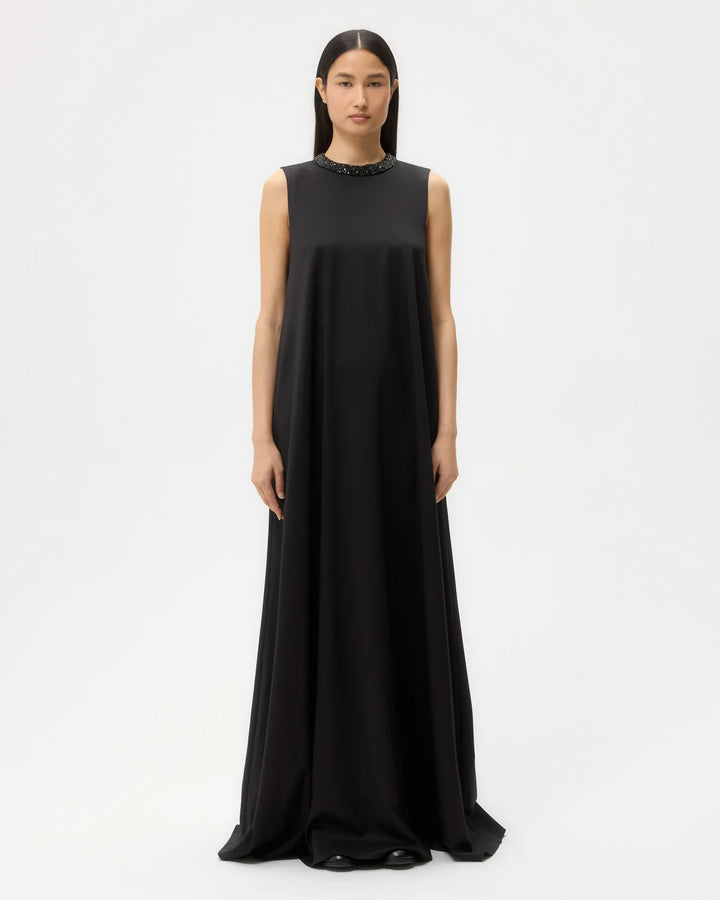 Capitol Dress With Crystal Collar - Black