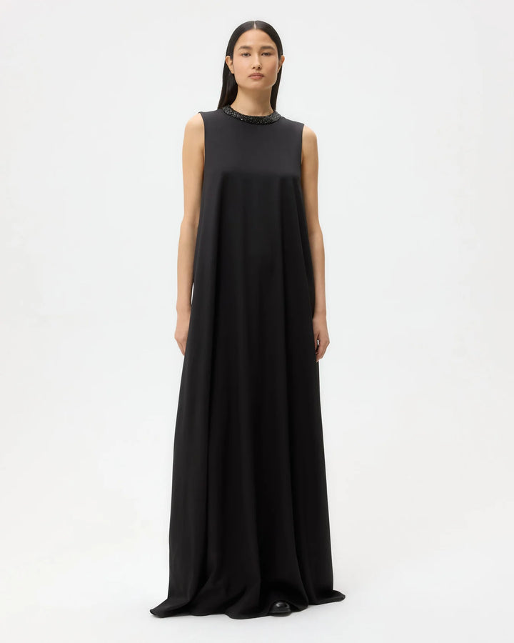 Capitol Dress With Crystal Collar - Black