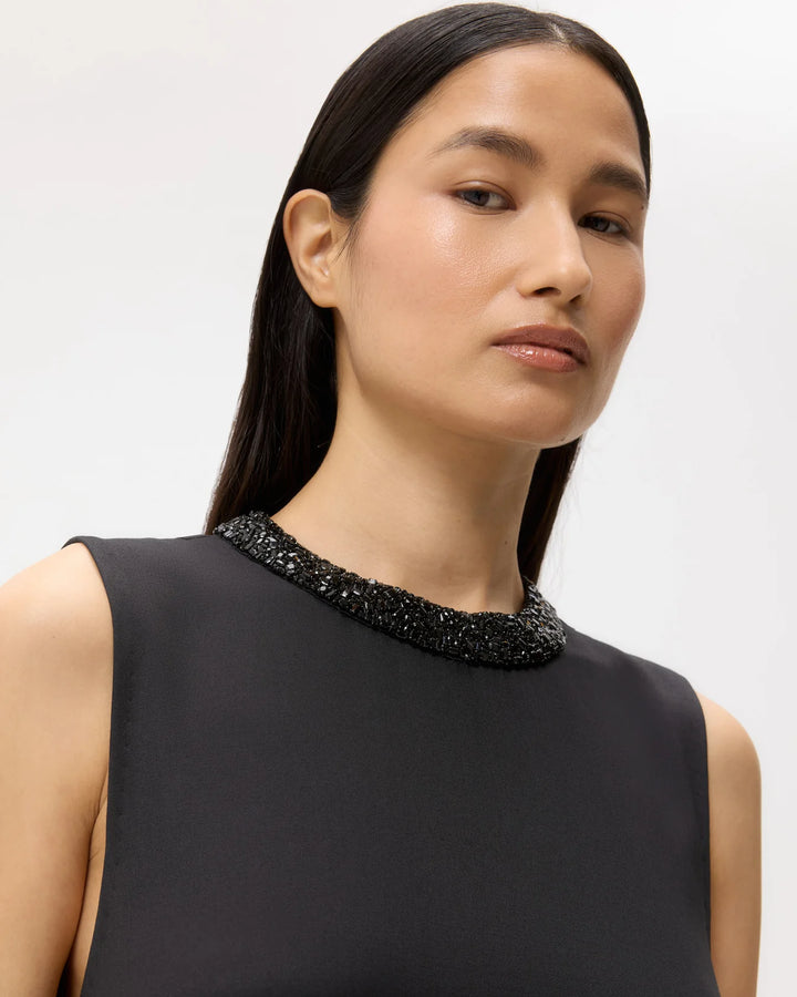 Capitol Dress With Crystal Collar - Black