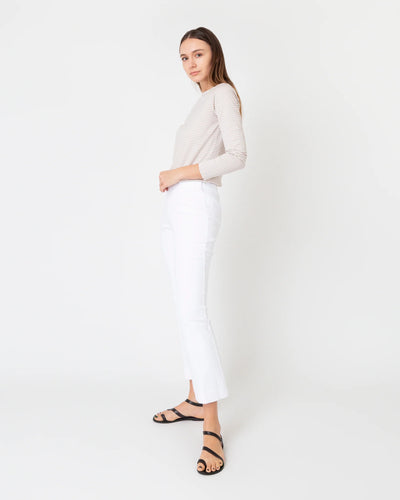 Faye Flare Cropped Pant - White Garment-Dyed Stretch Twill