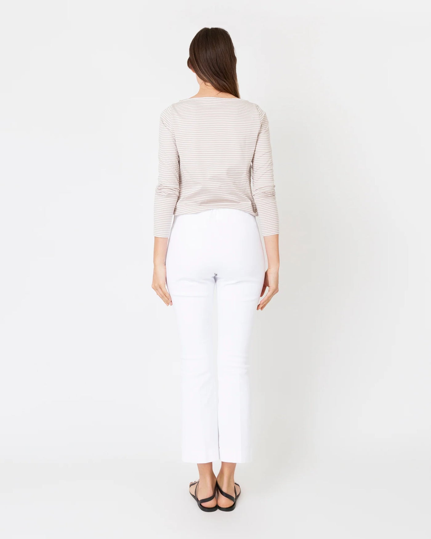 Faye Flare Cropped Pant - White Garment-Dyed Stretch Twill