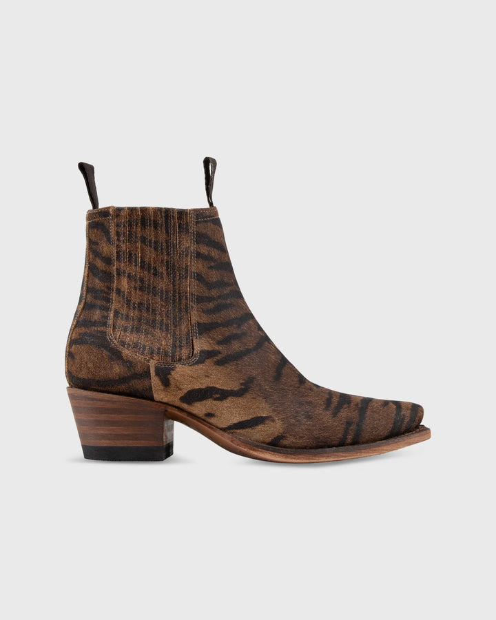 Short Cowboy Boot - Brown Tiger Leather