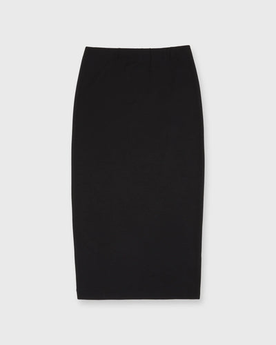 Long Pull-On Skirt - Black Ponte Knit