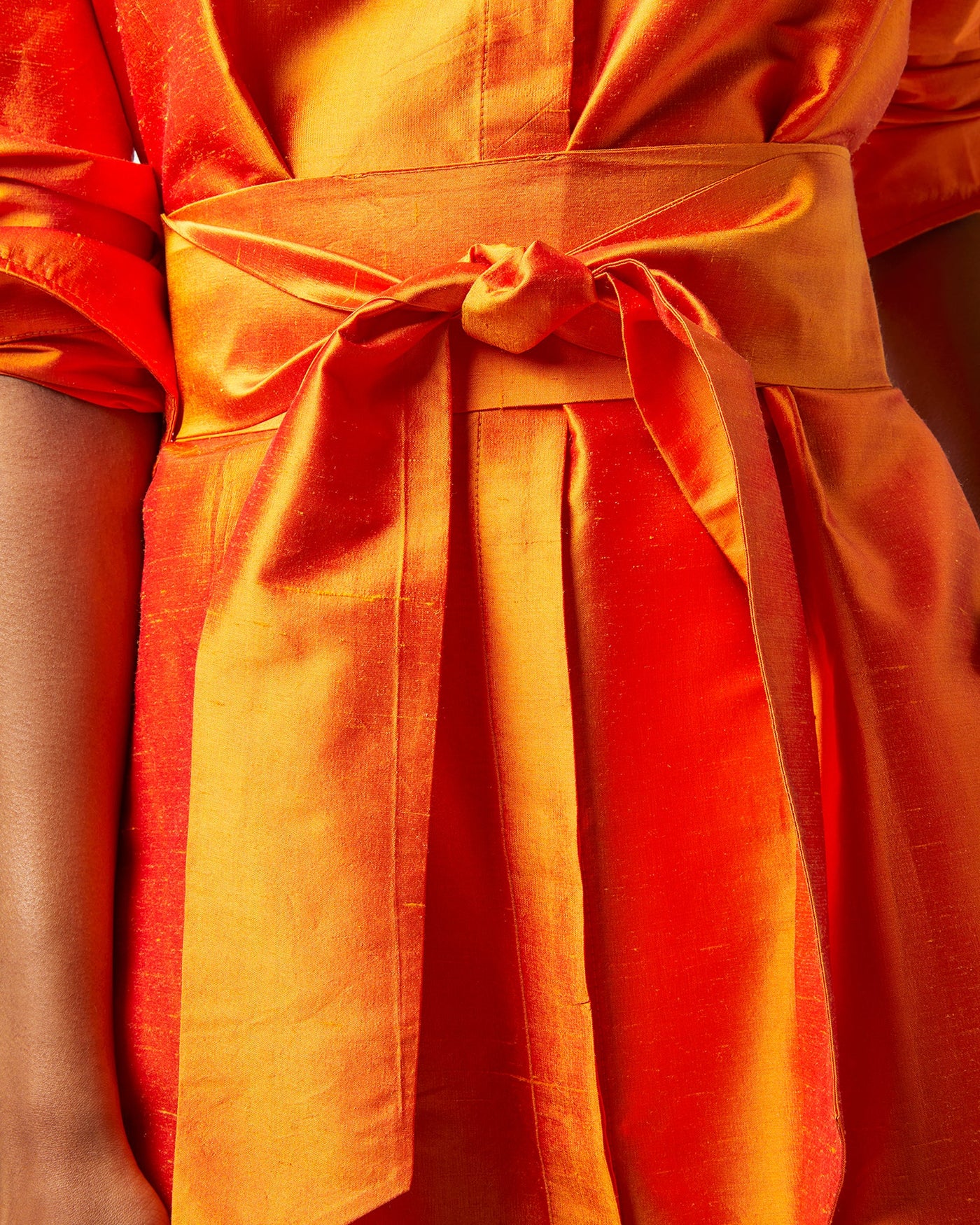 Manon Dress - Tangerine Silk Shantung