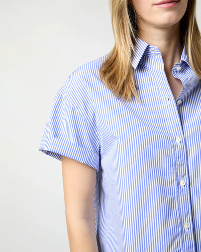 Agnes Shirt - Blue Bengal Stripe Poplin