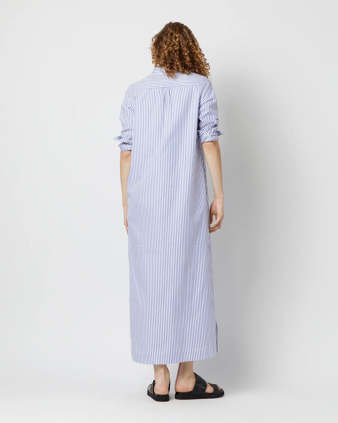Frill Talitha Shirtdress - Blue/White Stripe Pinpoint