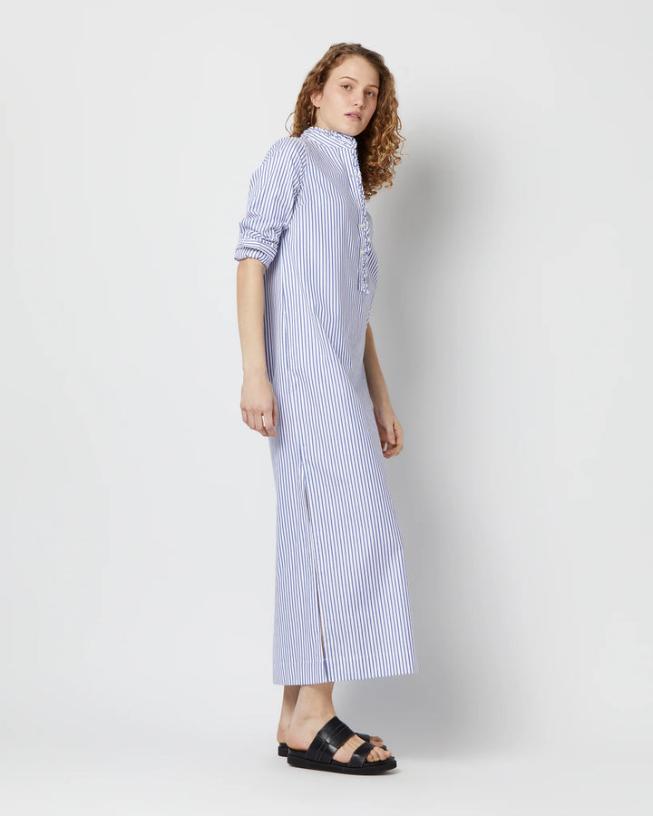 Frill Talitha Shirtdress - Blue/White Stripe Pinpoint