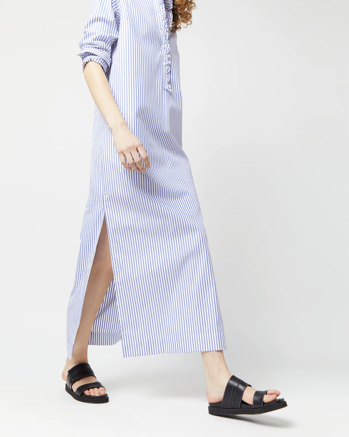 Frill Talitha Shirtdress - Blue/White Stripe Pinpoint