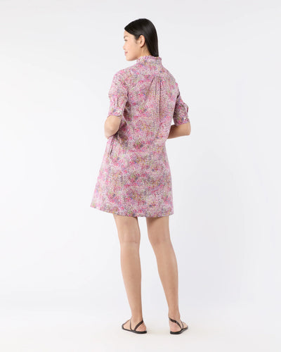 Elbow-Sleeve Frill Dress - Orchid Fields Of Eden Liberty Fabric