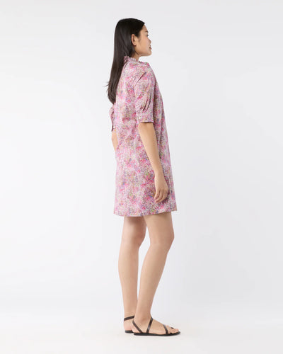 Elbow-Sleeve Frill Dress - Orchid Fields Of Eden Liberty Fabric