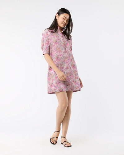 Elbow-Sleeve Frill Dress - Orchid Fields Of Eden Liberty Fabric