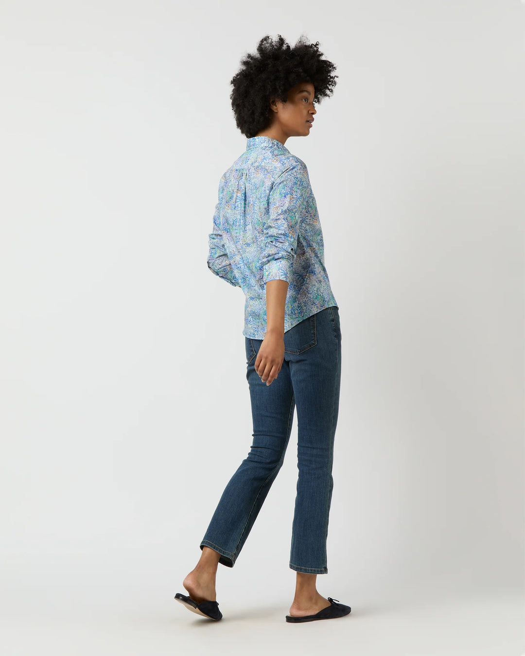 Julie Shirt - Blue Fields Of Eden Liberty Fabric