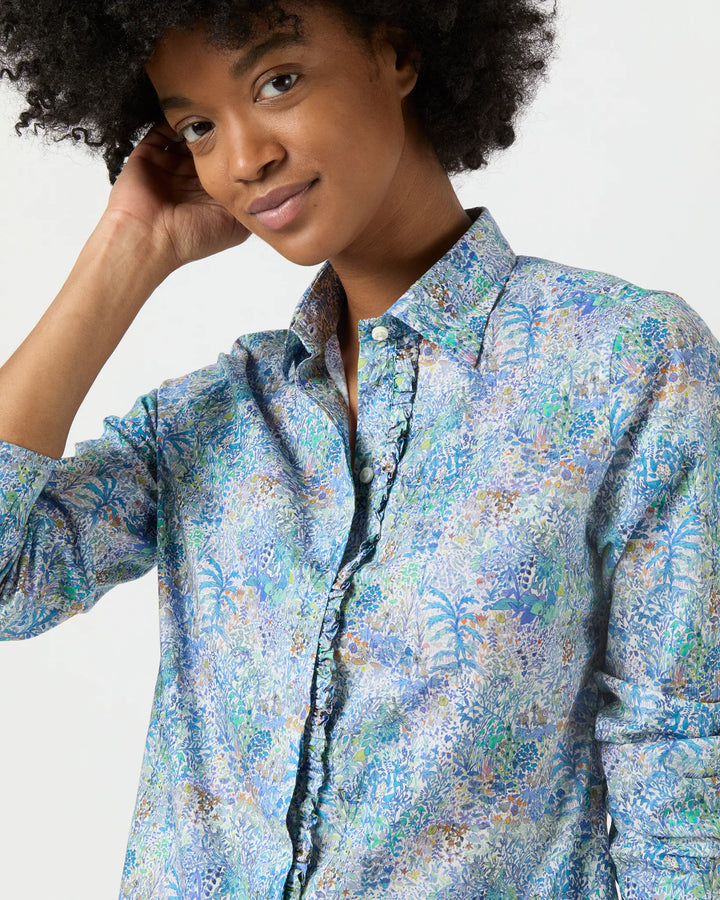 Julie Shirt - Blue Fields Of Eden Liberty Fabric