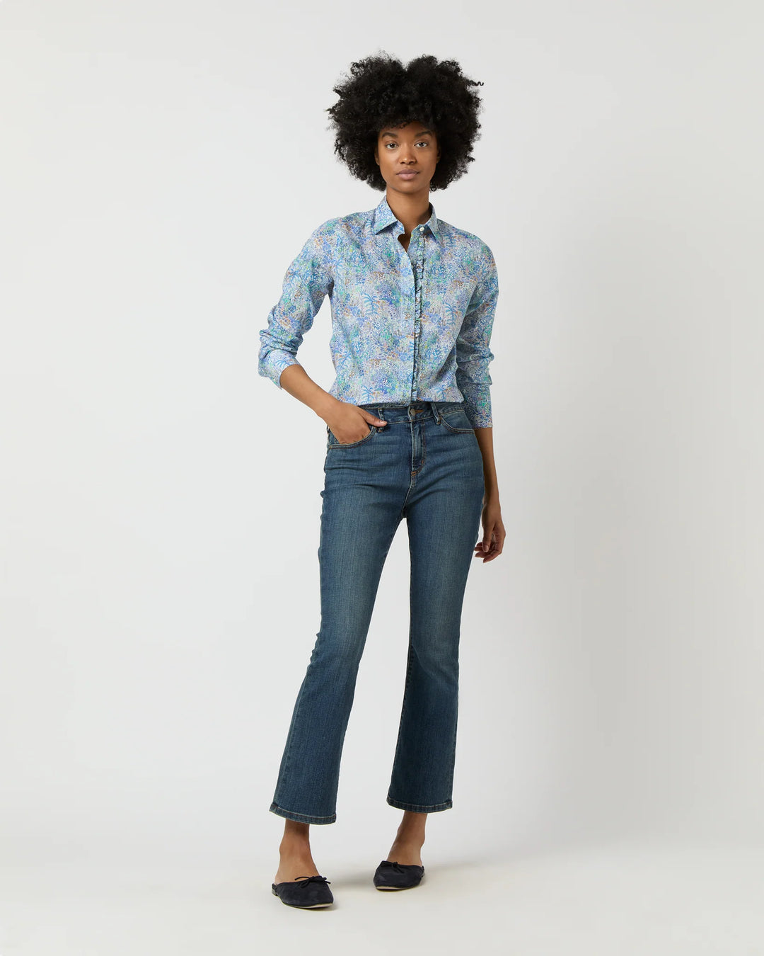 Julie Shirt - Blue Fields Of Eden Liberty Fabric