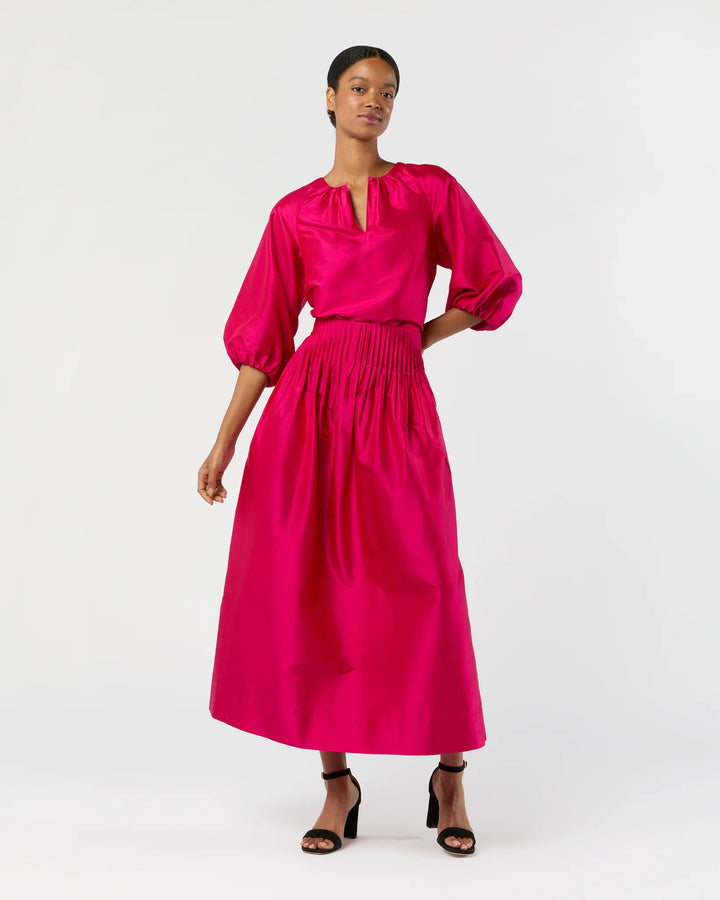 SAVANNAH TOP - Fuchsia Washed Silk Shantung