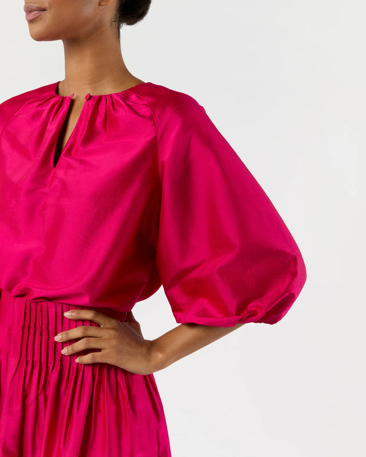 SAVANNAH TOP - Fuchsia Washed Silk Shantung