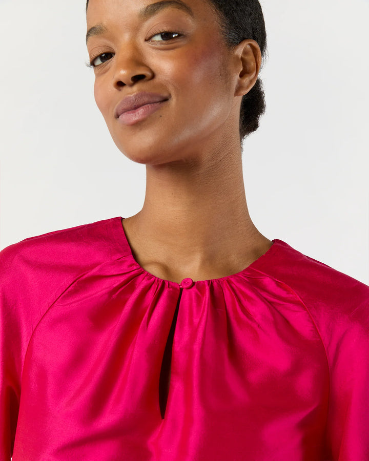 SAVANNAH TOP - Fuchsia Washed Silk Shantung