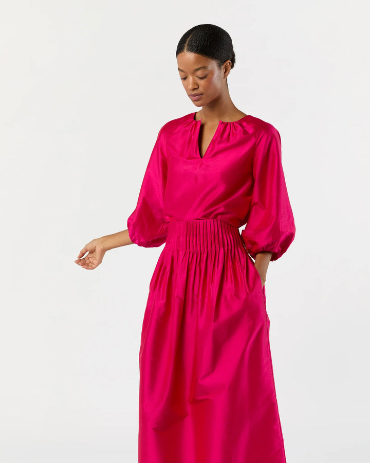 SAVANNAH TOP - Fuchsia Washed Silk Shantung