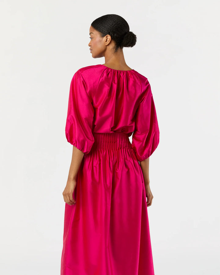 SAVANNAH TOP - Fuchsia Washed Silk Shantung