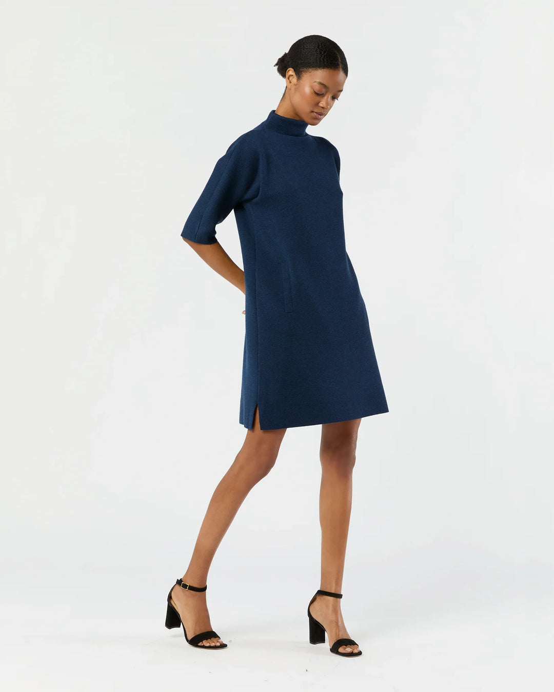 Rowan Short-Sleeved Funnel-Neck Dress - More Colors Available