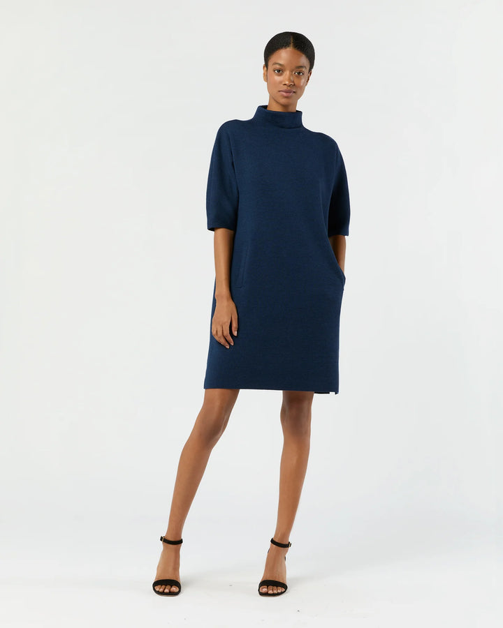 Rowan Short-Sleeved Funnel-Neck Dress - More Colors Available