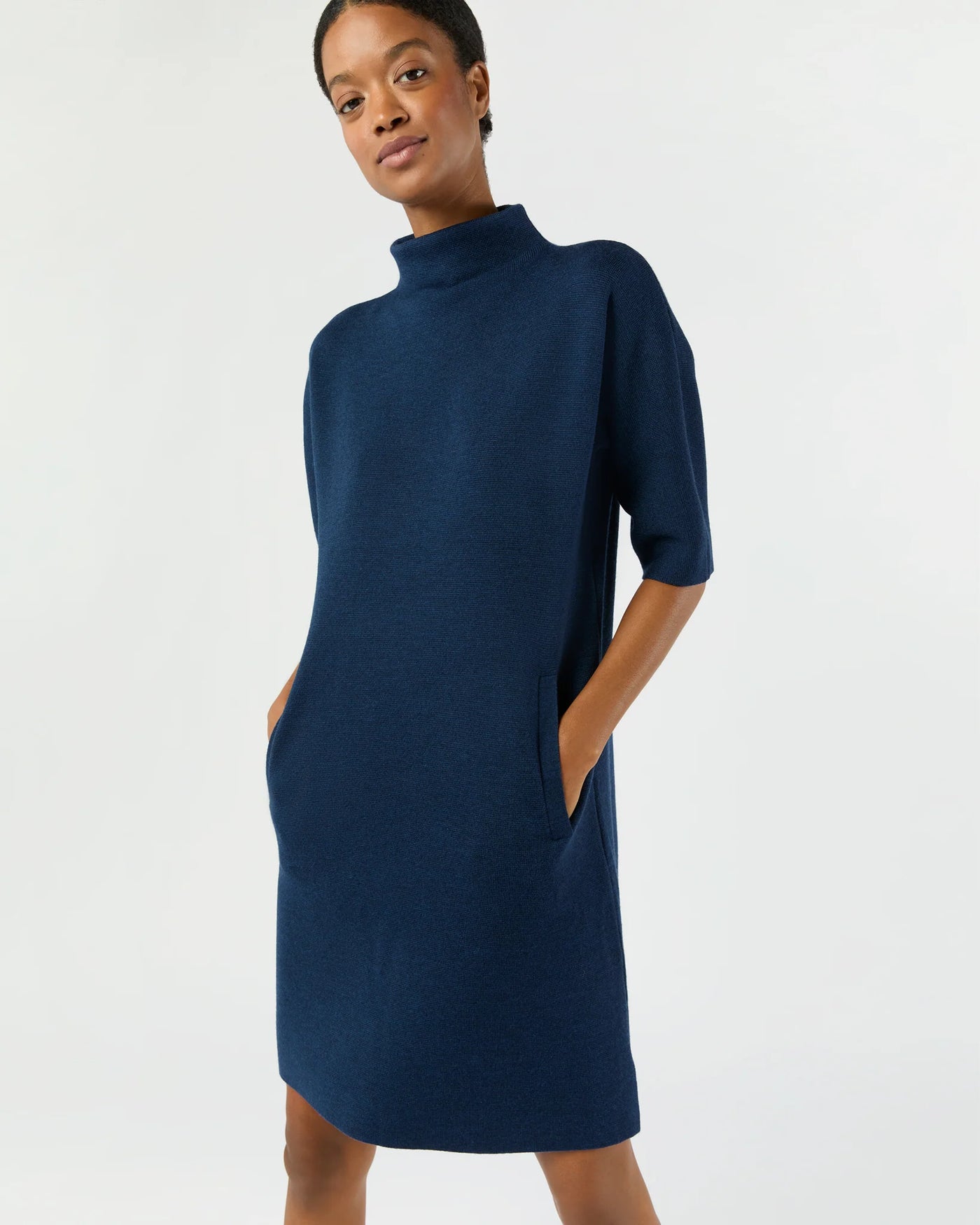 Rowan Short-Sleeved Funnel-Neck Dress - More Colors Available