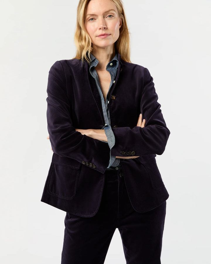 Marguerite Jacket - Eggplant Stretch Velveteen