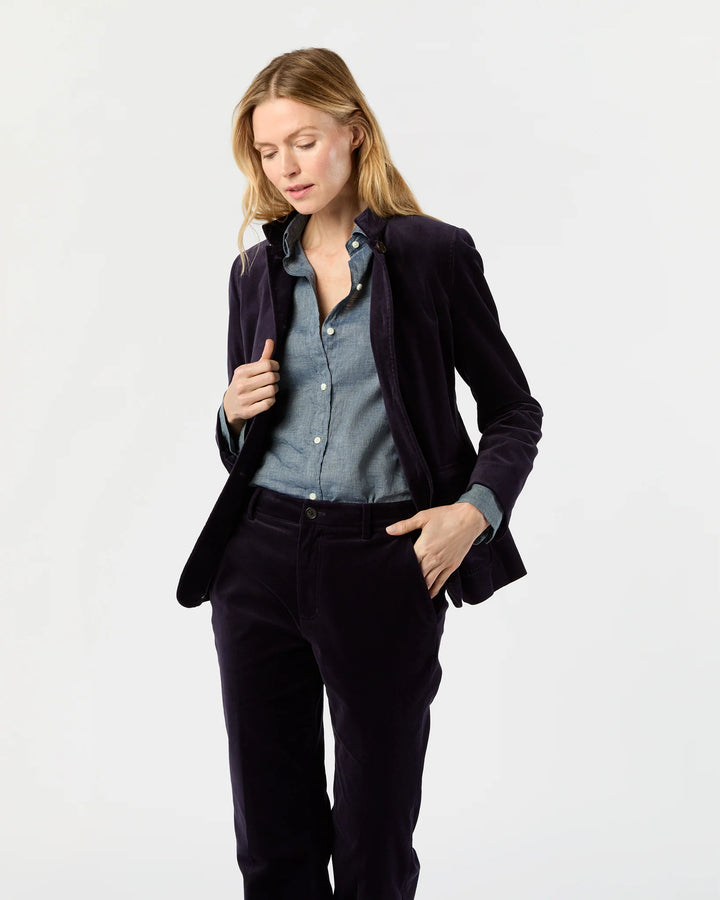 Marguerite Jacket - Eggplant Stretch Velveteen